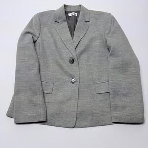 Le Suit Women Grey Textured Two Button Professional Career Blazer Jacket Size 16